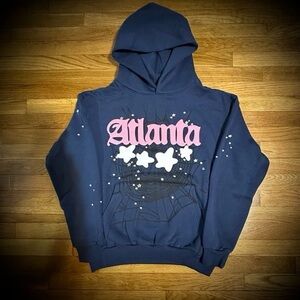 Kids Navy Hoodie with Pink "Atlanta" Graphic